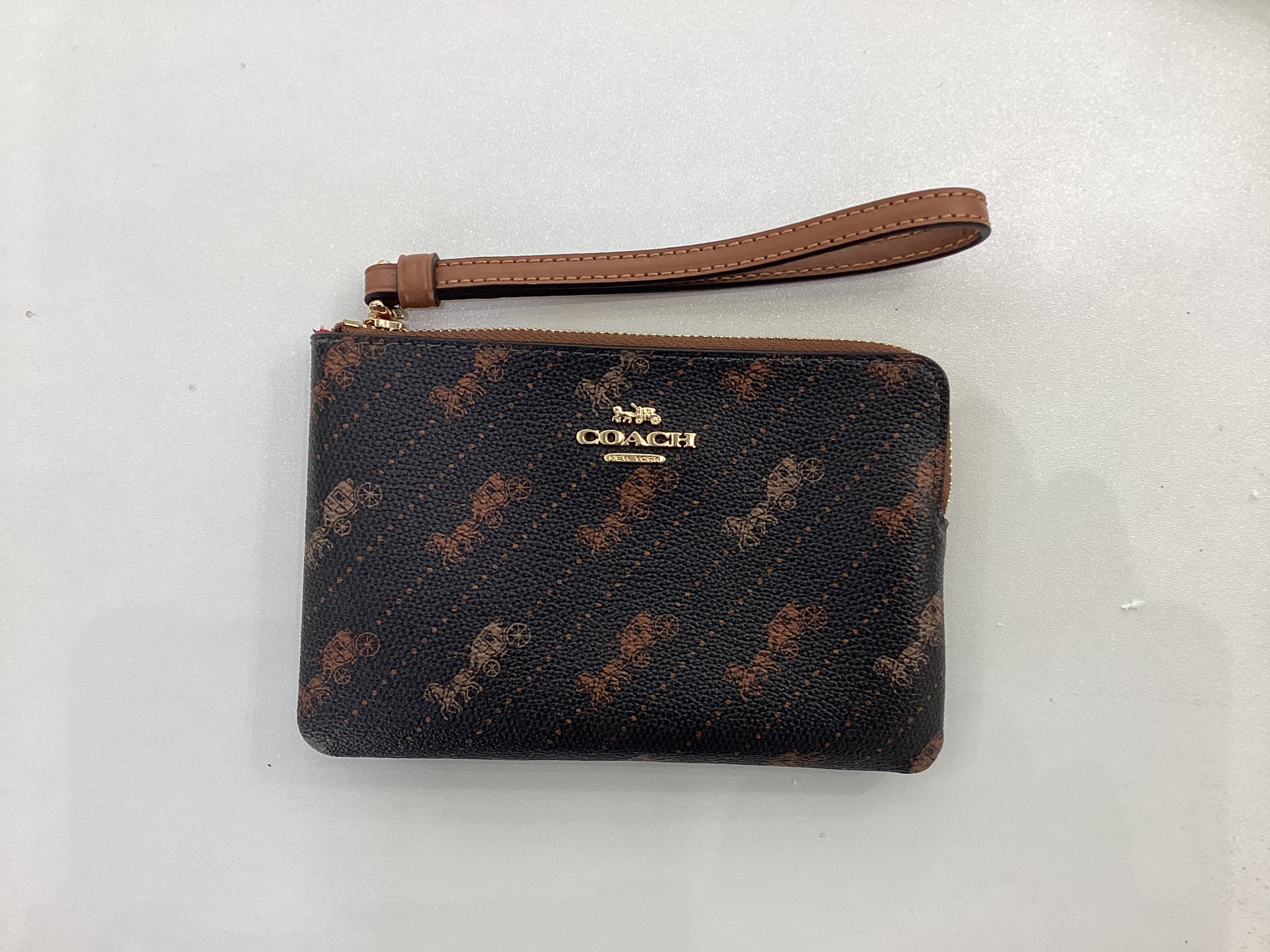 Coach Women's Compact Corner Zip Wristlet, Coated Canvas