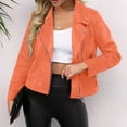 thumbnail image 2 of Tianiyouqing Womens Faux Suede Jacket 2024 Fall Winter Clothes Casual Zipper Cropped Coat Bomber Biker Moto Jackets Outwear Saffron S, 2 of 7