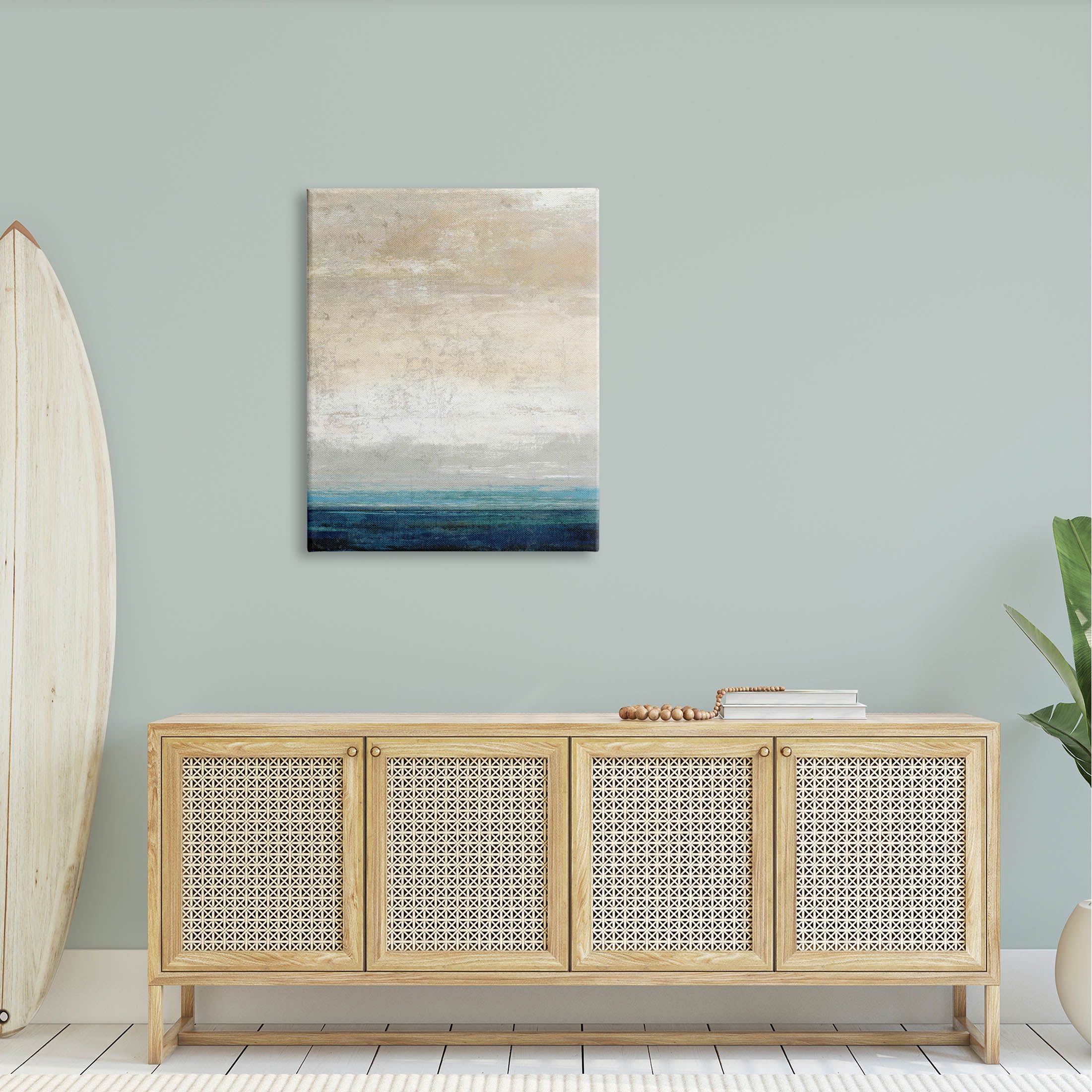 Stupell Industries Distressed Ocean Landscape Abstract Painting Gallery Wrapped Canvas Print Wall Art, Design by Suzanne Nicoll
