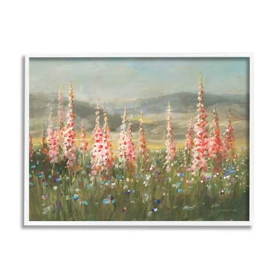 Stupell Industries Flower Blossoms Vast Rural Meadow Painting White Framed Art Print Wall Art, Design by Danhui Nai