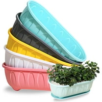 5-Pack 12-Inch Cute Plastic Plant Pots with Saucers | Multi-Color Thickened Flower Pots with Drainage Holes for Succulents, Herbs, Orchids | Indoor/Outdoor Soil Hydroponics Dual Purpose Planters