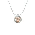 thumbnail image 2 of Delight Jewelry Rose Goldtone Crystal Initial - W - Hockey Ring Charm Necklace, 18", 2 of 4