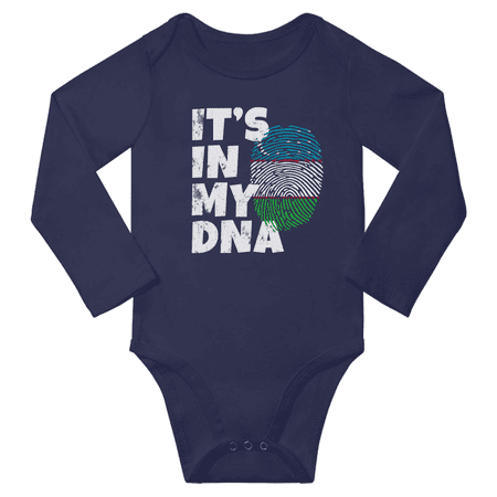 

It s In My Uzbek DNA Baby Long Sleeve Bodysuit Unisex Gifts (Navy 24 Months)