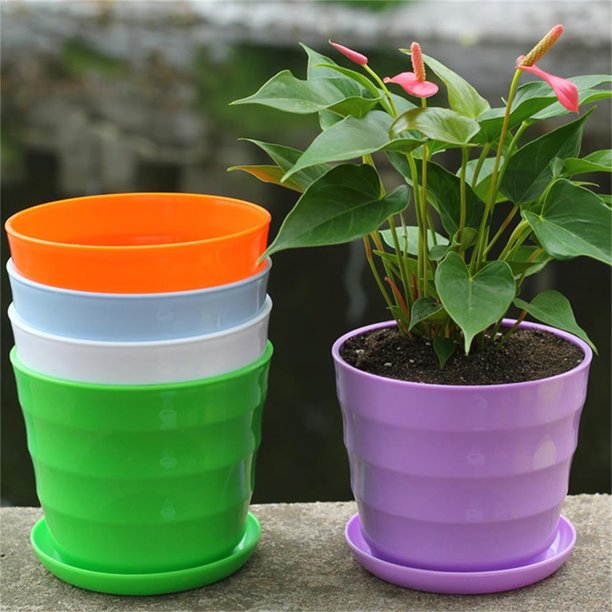 Iuhan 5PC Colourful Mini Plastic Flower Pot Succulent Plant Flowerpot