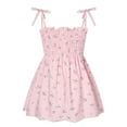 thumbnail image 1 of ITFABS Fille d'Été Imprimé Floral Bateau Cou Lace-Up une Ligne Bretelles Robe, 1 of 7