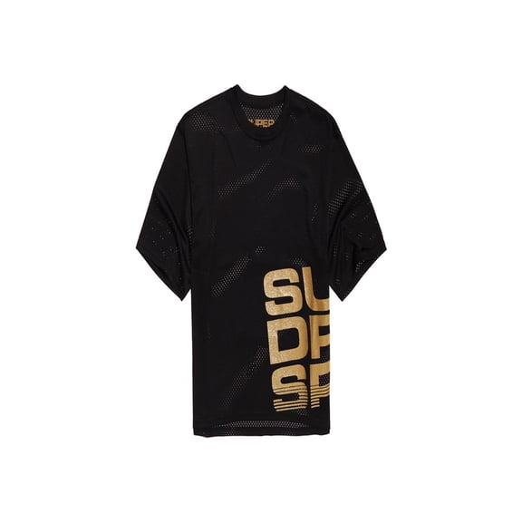 Superdry Womens Bolt Sport T-Shirt, Black/Gold, 8