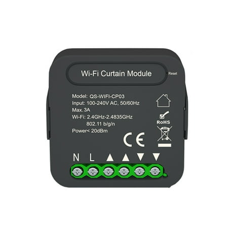 

Carevas QS-WIFI-CP03 WiFi Intelligent Curtain Switch Module Home Curtain Modification Module Mobilephone Device Sharing Timing Function APP Remotes Control Compatible with Home Voice Control