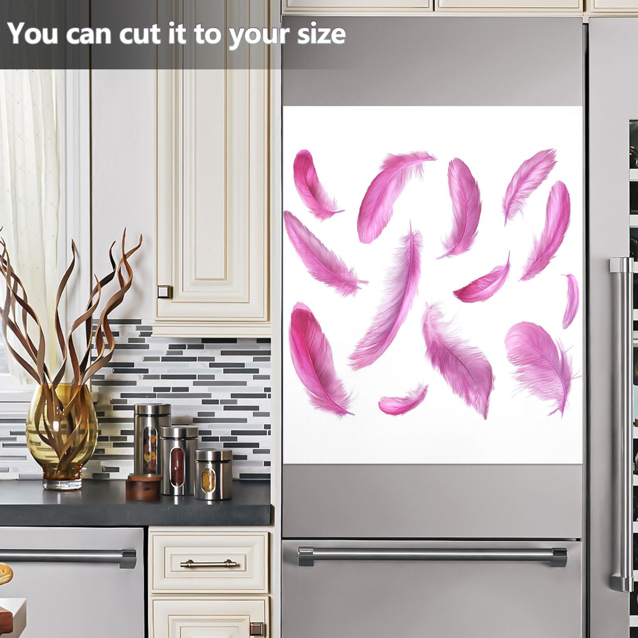 IAUYY Magnetic decorative sticker - 23x26 Inch PVC Refrigerator Decorative Cover, Removable DIY Art for Kitchen Appliances Falling Feathers