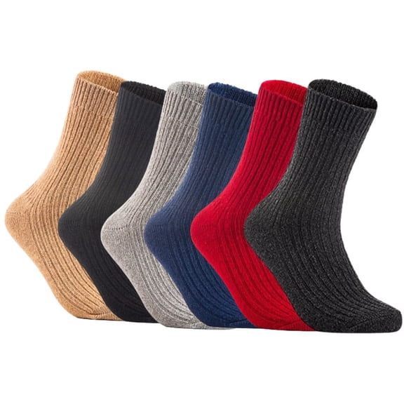 Lian LifeStyle Men's 6 Pairs High-Performance, Ultralight and Great Activewear for Fun Sports Wool Crew Socks Size 6-9 FS03 (No Coffee)