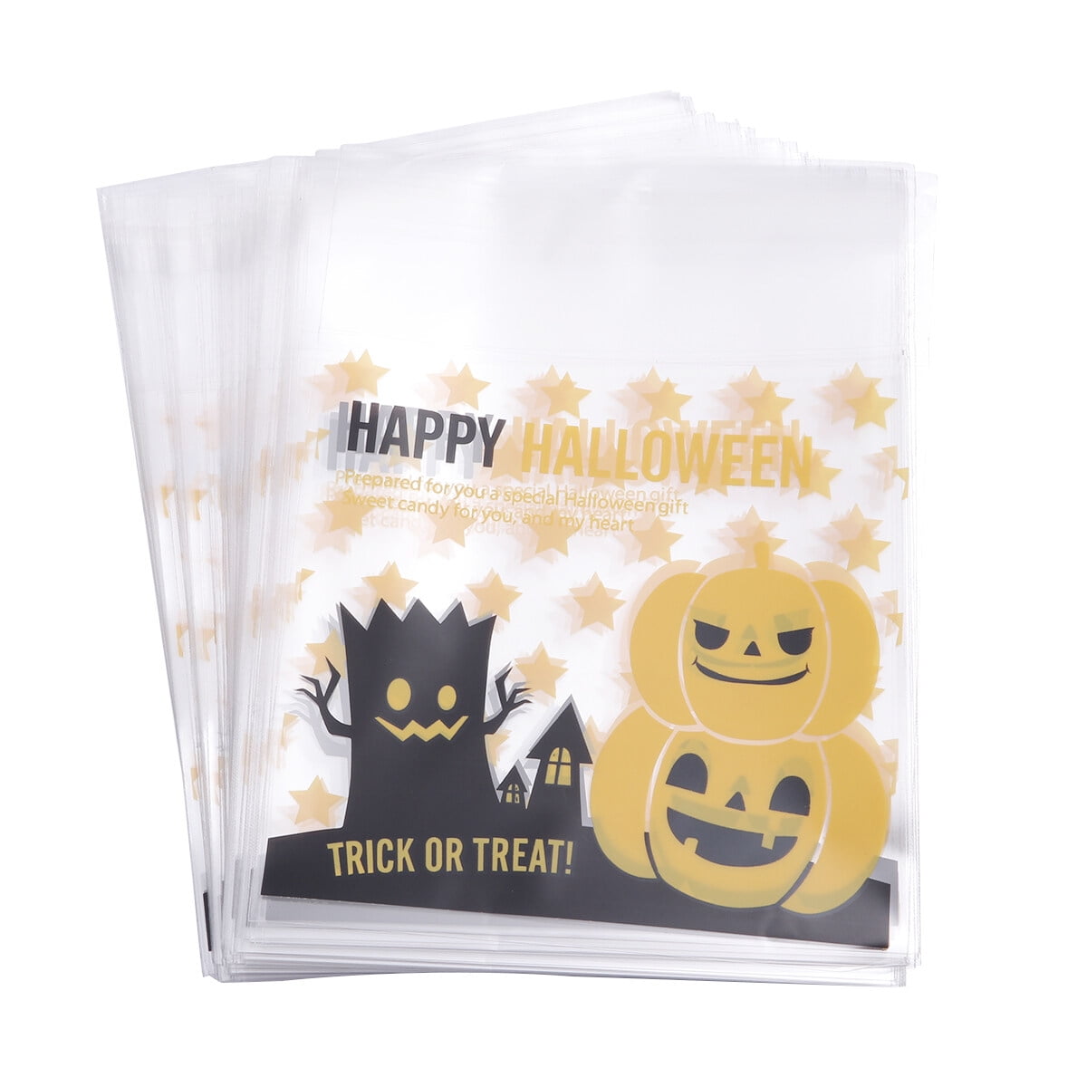 OUNONA 100pcs Halloween Plastic Bags Selfadhesive Pouch Packaging Bag
