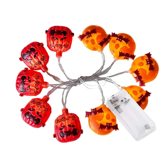 YIMWNYI Halloween Decorative LED Light String, Pumpkin and Bats String Lights, Indoor Outdoor Halloween Decoration, Cozy Warm Glow for Party, Battery Operated, Fun Festive Ambiance