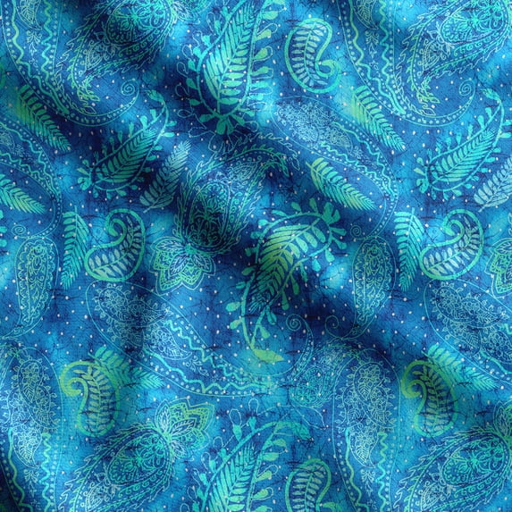 Soimoi Asian Paisley Printed, Poly Canvas Fabric, Decor Sewing Fabric by The Yard 56 Inch Wide,Decorative Fabric for Curtains Tote Bags, Blue