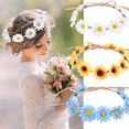 thumbnail image 5 of Corona de girasoles para el cabello, diademas con flores de margaritas, diademas hippies, tocado floral ajustable para novia, 5 of 5