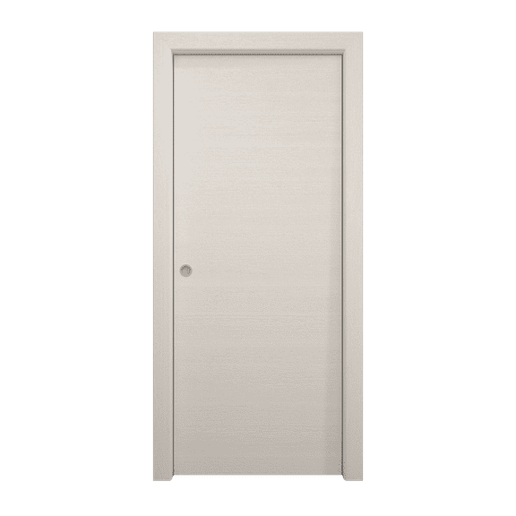 Sliding Pocket Door 18 x 84 inches | Ego 5000 Painted White Oak | Kit Rail Hardware | Solid Wood Interior Bedroom Modern Doors