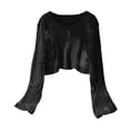 thumbnail image 4 of COMVALUE Women's Floral Embroidered Semi-Sheer Cover-Up Long Sleeve, Bohemian Lace Cape, Beach Sun-Protective Cover-Up Top (Black, One Size), 4 of 4