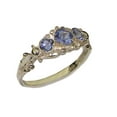 thumbnail image 1 of LBG British Made 18k White Gold Natural Tanzanite Womens Trilogy Ring - 33 size options - Sizes 4 to 12 Available, 1 of 6