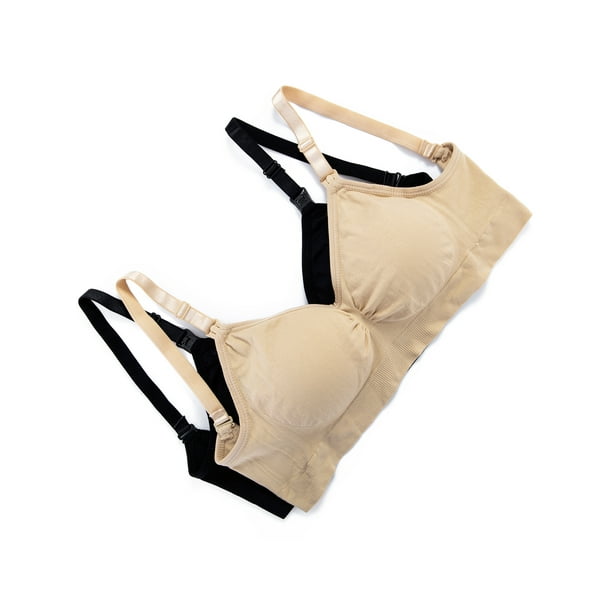 SAYFUT Women's 2-Pack Nursing Seamless Bralette Maternity Mom Padded Bra Sleeping Maternity Bra