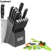 Cuisinart C77TR-15PB Triple Rivet Collection 15-Piece Knife Block Set - Grey w/Chop Wizard 10-Piece Fruit & Vegetable Chopper