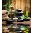 thumbnail image 3 of Spa Duvet Cover Set, Massage Stone Triplets Herbal Oil and Scent Candles Print, Decorative 3 Piece Bedding Set with 2 Pillow Shams, Calking Size, Black Brown and White, by Ambesonne, 3 of 3