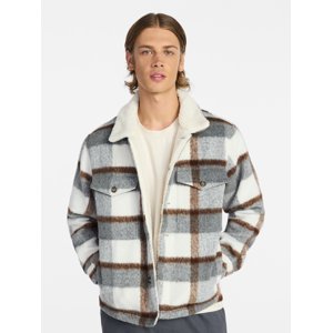 No Boundaries High-Pile Fleece Lined Plaid Overshirt