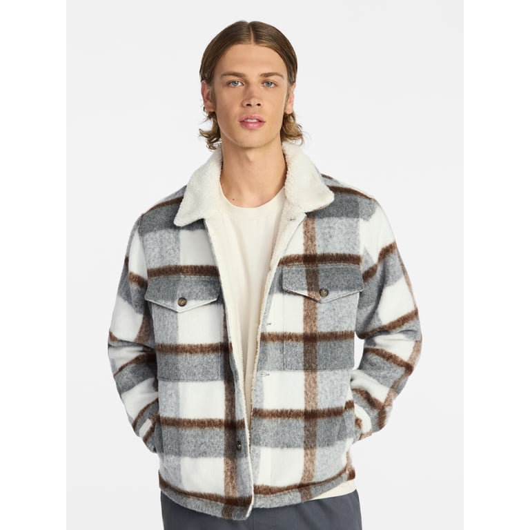No Boundaries High-Pile Fleece Lined Plaid Overshirt photo 1