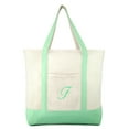 thumbnail image 2 of DALIX Monogram Shopping Tote Bag Personalized Ballent Mint Green Zippered Letter F, 2 of 8