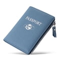 thumbnail image 1 of Tarjetero de Cuero Genuino para Pasaportes con Bloqueo RFID, Billetera Delgada para Viajes con Ranuras para Tarjetas y Bolsillo para Monedas, Funda Anti-escaneo para Hombre y Mujeres, 1 of 9