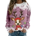 thumbnail image 1 of WEAIXIMIUNG Sweatshirts Courts pour Femmes, Pulls de Noël Tendance pour Femmes, Mode, Manches Longues, Col Rond, Graphique Renne Mignon, Chemises de Noël (4), 1 of 4