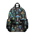 thumbnail image 3 of Mushroom and Psychedelic Black Pattern Cute School Backpack Bag for School with Padded Back and Adjustable Shoulder Straps 15.25"x11.5"x5.25", 3 of 5
