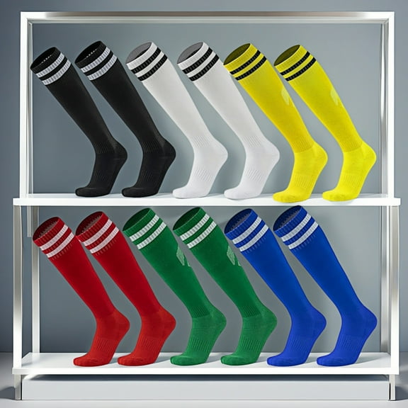 WuPing 6 Pairs Athletic Compression Socks, Knee-High Socks Soccer Socks, 6 Colors