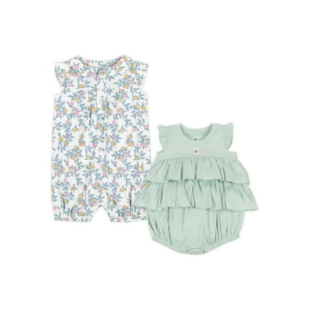 

Little Star Organic Baby Girls 2Pk Rompers Size Newborn-12 Months