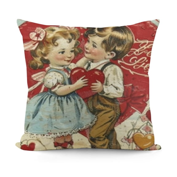 YINGXI Valentines Day Pillow Covers Retro Red Love Heart for Valentines Day Decor Anniversary Decorative Throw Pillows Cushion Case Outdoor Decorations for Couch Sofa 12x12in