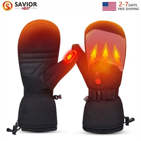 Savior Heat Savior Heat Rechargeable Heated Ski Gloves For Men Women Electric Winter Mittens with Reflective Strips