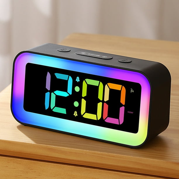 Reloj despertador con luz nocturna digital LED, reloj electrónico luminoso de escritorio (negro)