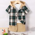 thumbnail image 3 of JTieacloth Boys Top and Shorts Sets Boys Outfits 2 Piece Set Casual Short Sleeve Hooded Shirt With Shorts Toddler Kids Clothes Comfortable Breathable For Daily Wear,Sizes 4-5 Years(Yellow), 3 of 6