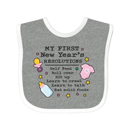 

Inktastic My First New Years Resolutions with Baby Clip Art and Stars Gift Baby Girl Bib