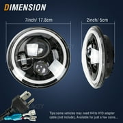 2X 7 INCH Round LED Headlights Halo Angle Eye For Jeep Wrangler JK LJ TJ CJ
