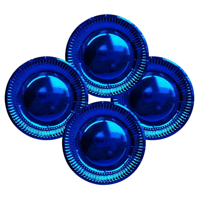SIfdSeng 10 Pcs Assiettes en Papier Jetables de 7 Pouces en Feuille Bleue et Dorée pour Rassemblements de Fête à la Bordure Assiettes en Papier Décoratives Organisation et Rangement Support de Rangement de Cuisine