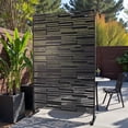 thumbnail image 2 of Tcbosik Outdoor Privacy Screen, 76"H x 48"W Metal Decorative Privacy Fence Divider for Patio, Garden Walkway, Balcony, Black, 2 of 8