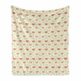 thumbnail image 1 of Rooster Soft Flannel Fleece Throw Blanket, Pattern Easter Hens and Flowers Illustration, Cozy Plush for Indoor and Outdoor Use, 60" x 80", Ivory Pink, by Ambesonne, 1 of 5