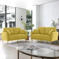 thumbnail image 2 of Duety 3 Piece Set with Velvet Living Room Sofa and 2-Loveseat in Goldenrod, 2 of 5