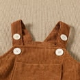 thumbnail image 4 of Tao Tao Newborn Baby Boy Girl Fall Clothes Sleeveless Corduroy Romper Overalls Jumpsuits with Pocket Infant Photoshoot Outfits Brown 0 Months, 4 of 8