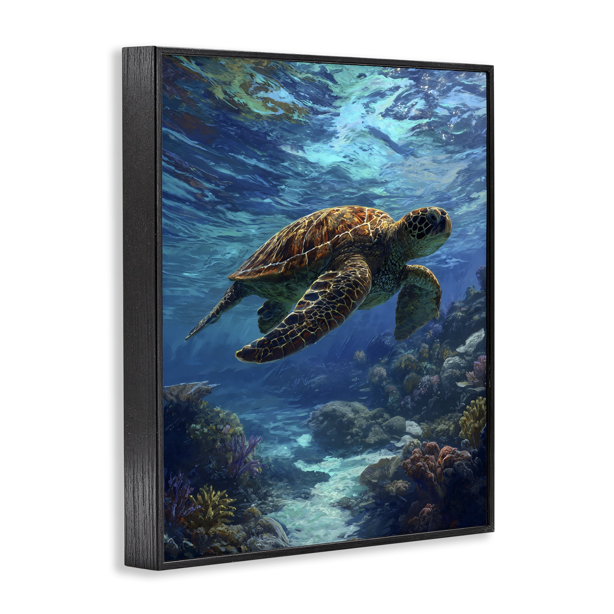 Stupell Industries Oceanic Adventurer Tortoise Black Framed Giclee Art, design by Franklyn Gregory