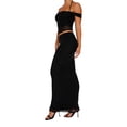 thumbnail image 3 of Coduop Women 2 Piece Outfit Set Halter Off-Shoulder Backless Tops and Wrapped Hip Long Skirt Suits, 3 of 9