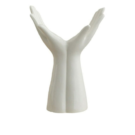White Ceramic Hand Vase, Arm Bud Vase Lovely Unique Bohemian Minimalist