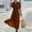 Brown, variant on Women's Summer Maxi Dresses Plus Size V-Neck Short Sleeve Wrap Front Flared Striped Dress