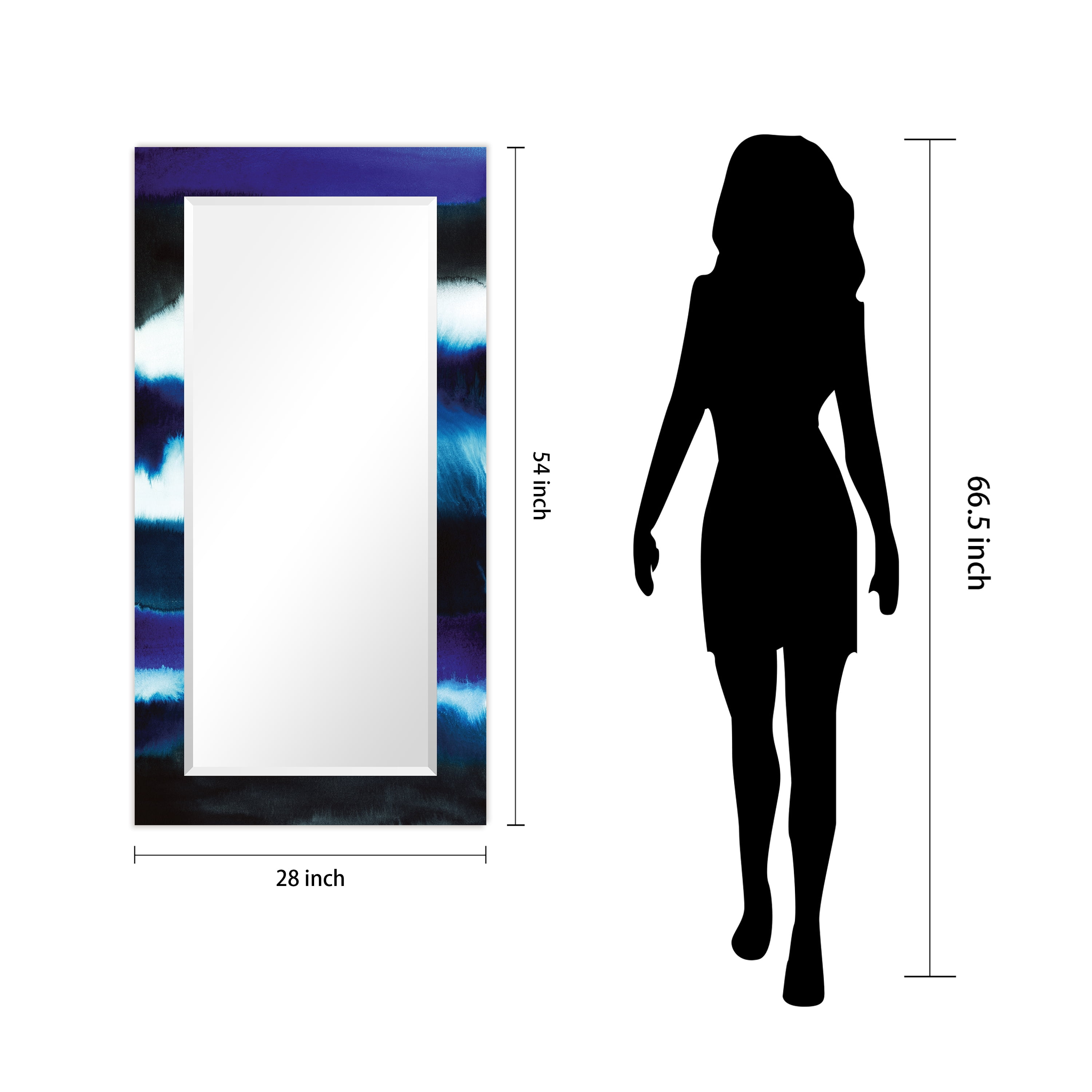 Empire Art Direct Run Off Rectangular Beveled Mirror on Free Floating Printed Tempered Art Glass - Clear - 54" x 28"