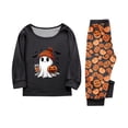 thumbnail image 4 of Yuaguia Family Matching Halloween Pajamas Set, Long Sleeve Black Ghost Print Top and Pumpkin Pants Sleepwear, Spooky Holiday Loungewear for Family Party, Home Outfits, Kids 5 Years, 4 of 6