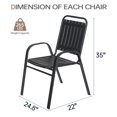 thumbnail image 7 of Outdoor Patio Lawn Dinning Chairs Set of 4 High Back Stackable Chairs with Armrest, Black, 7 of 7