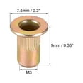 thumbnail image 3 of Unique Bargains M3 Carbon Steel Rivet Nuts Flat Head Insert Yellow Zinc 50Pcs, 3 of 3